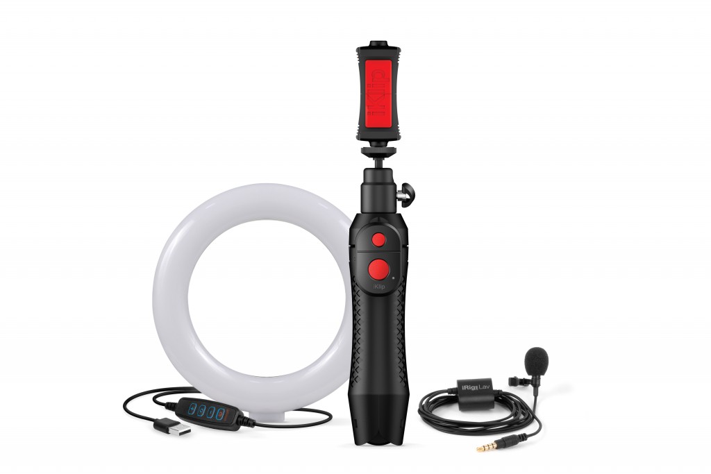 Ik Multimedia Video Creator Bundle con iRig Mic Lav, iKlip Grip Pro y Aro de Luz LED CB-MICLAVGP-HCD-IN