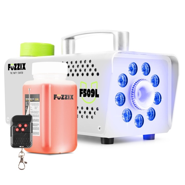 Fuzzix F509LW Máquina de humo Party 9 LEDs RGB Edición blanca F509LW