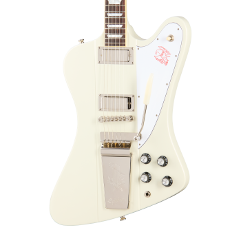 Epiphone 1963 firebird v maestro vibrola reissue guitarra eléctrica white con estuche