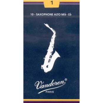 Vandoren caja 10 cañas saxo alto tradicional 1 caja azul