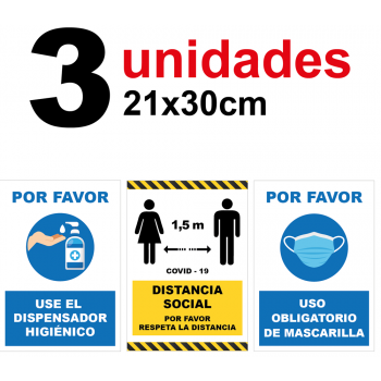 Audibax kit 3 vinilos .prevención covid 19