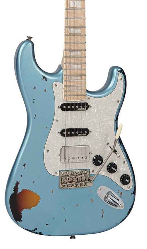 Vintage V6-30TH Guitarra Electrica Gun Hill Blue + Funda V6-30TH