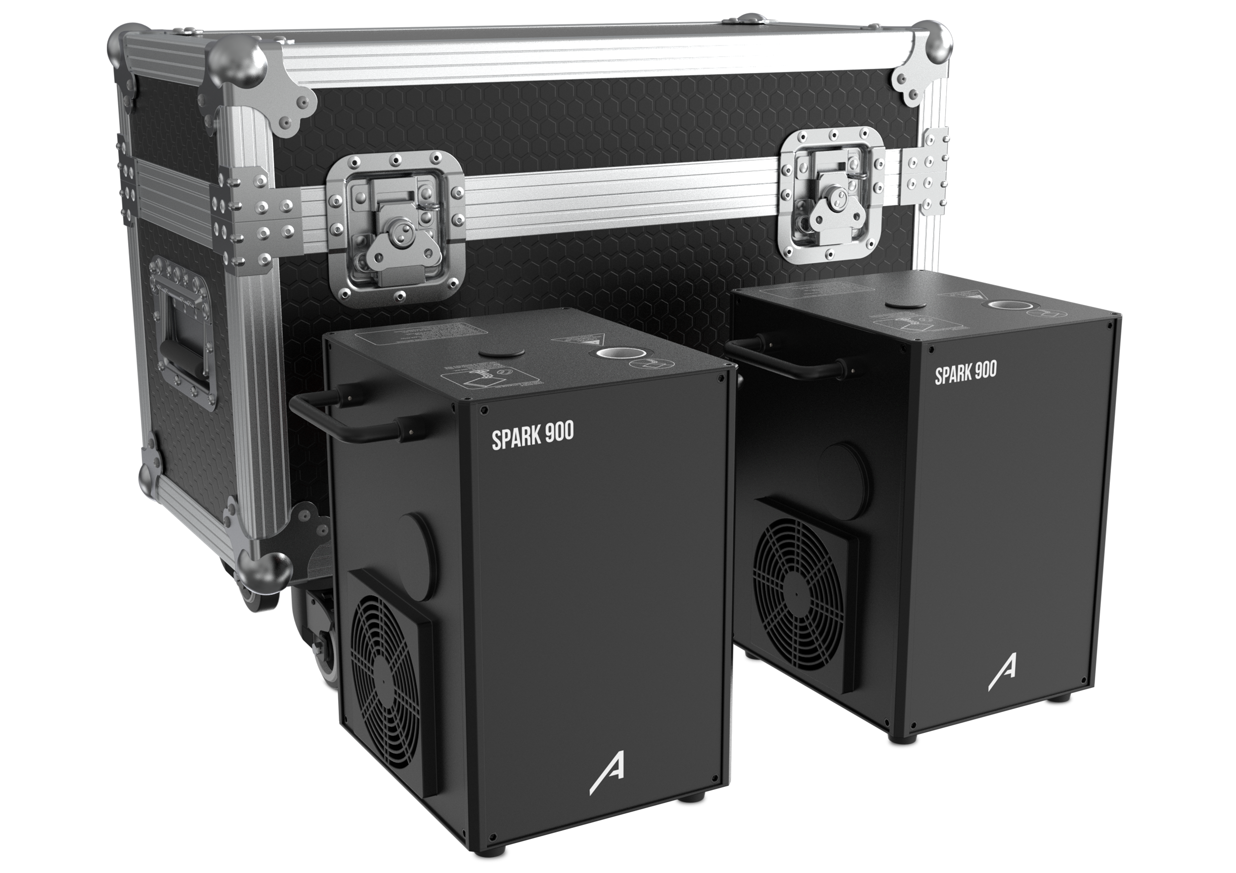 Audibax Spark 900 Maquina de Fuego Frio 2 Unidades + Flightcase Doble Spark 900 Kit FC2