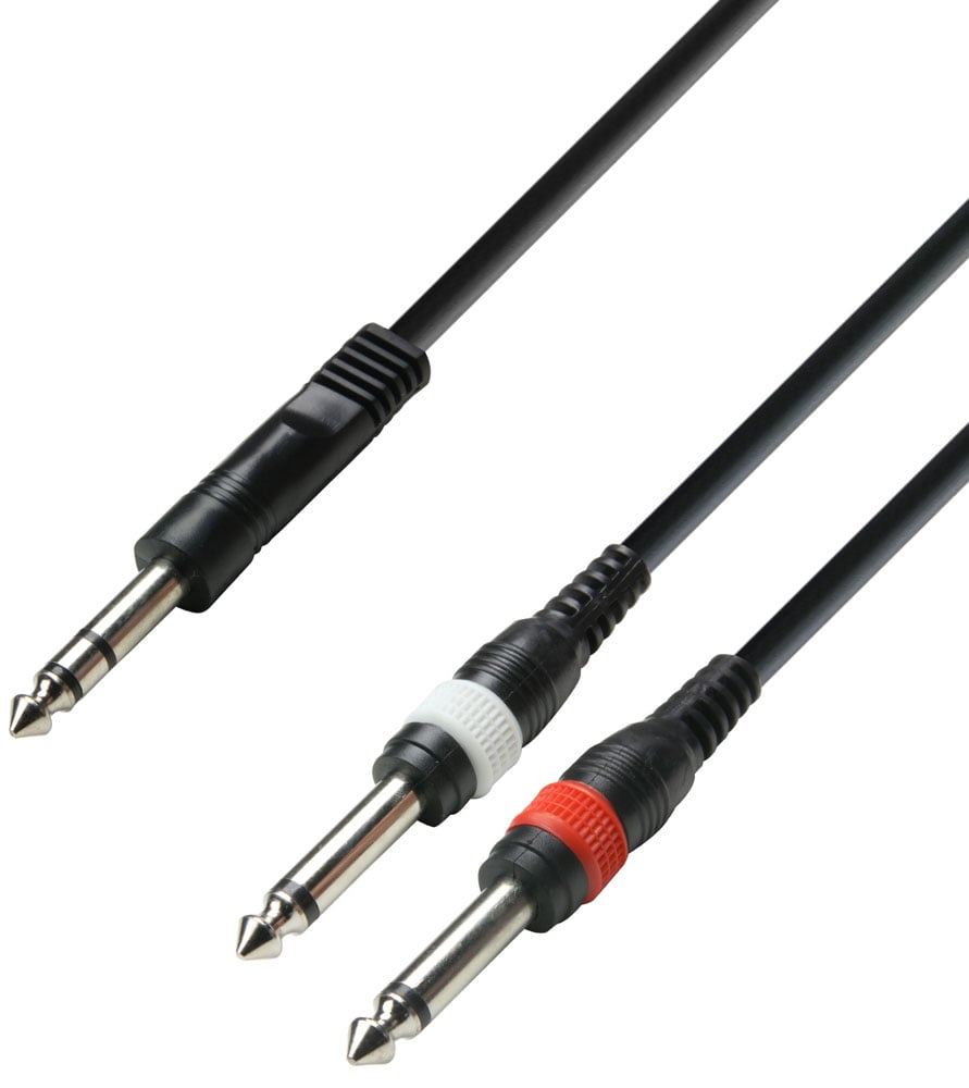 ADAM HALL Cable de Audio de Jack 6,3 mm estéreo a 2 Jacks 6,3 mm mono 3 m K3YVPP0300