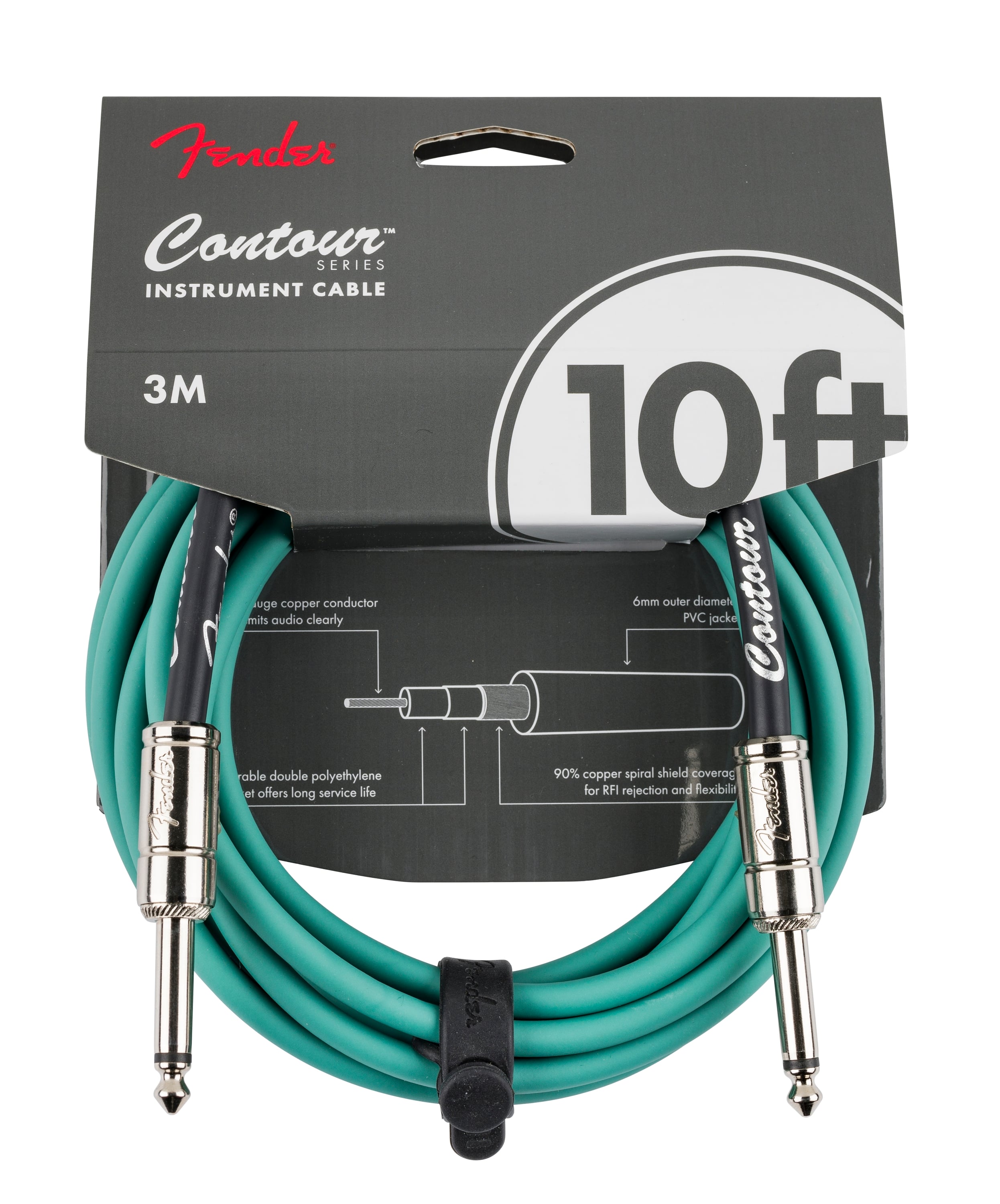 Fender Contour 10 Cable Sherwood Green Cable Jack Contour 10 Cable Sherwood Green