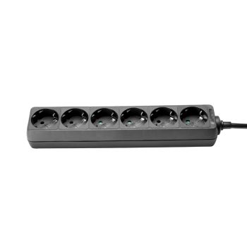 Adam hall base de enchufes de 6 tomas 3m longitud del cable