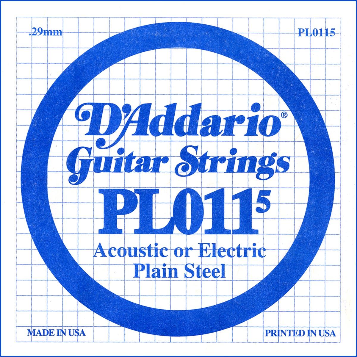 D´addario PL0115 Cuerda Suelta para Guitarra Eléctrica y Acústica PL0115