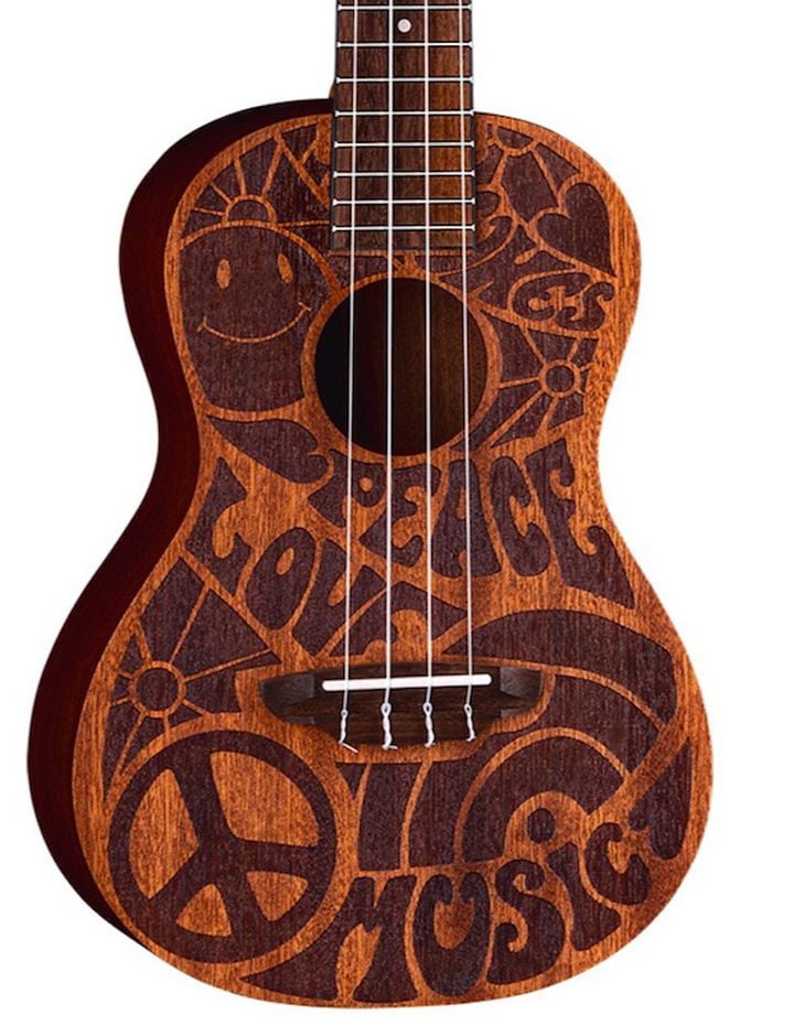 Luna Guitars Ukelele Love Music Peace Concert con Funda Uke Love Music Peace Concert With Gigbag