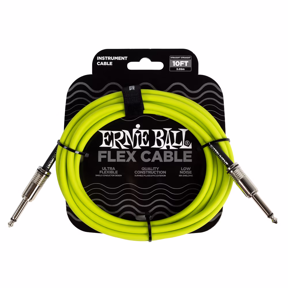 ERNIE BALL Cable Eb Instrumento Flex Jack-Jack Ss 3 M - Verde EB6414