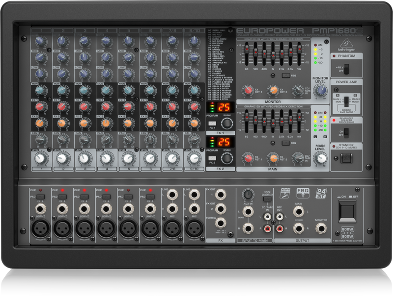 BEHRINGER PMP1680S Mezclador Amplificado Enracable 19 pmp-1680s Mezclador 10 canales Amplificado Enracab
