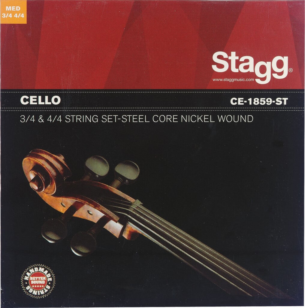 Stagg Juego de Cuerdas para Violonchelo de 4/4 y 3/4 Entorchado Redondo de Níquel Mediano Cuerdas para Violonchelo de 4/4 y 3/4