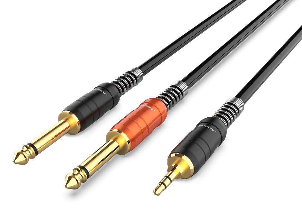 Audibax Pro Cable 2 x Jack Mono a Minijack Stereo 6 Metros Pro 2 x Jack Mono a Minijack Stereo 6 Metros