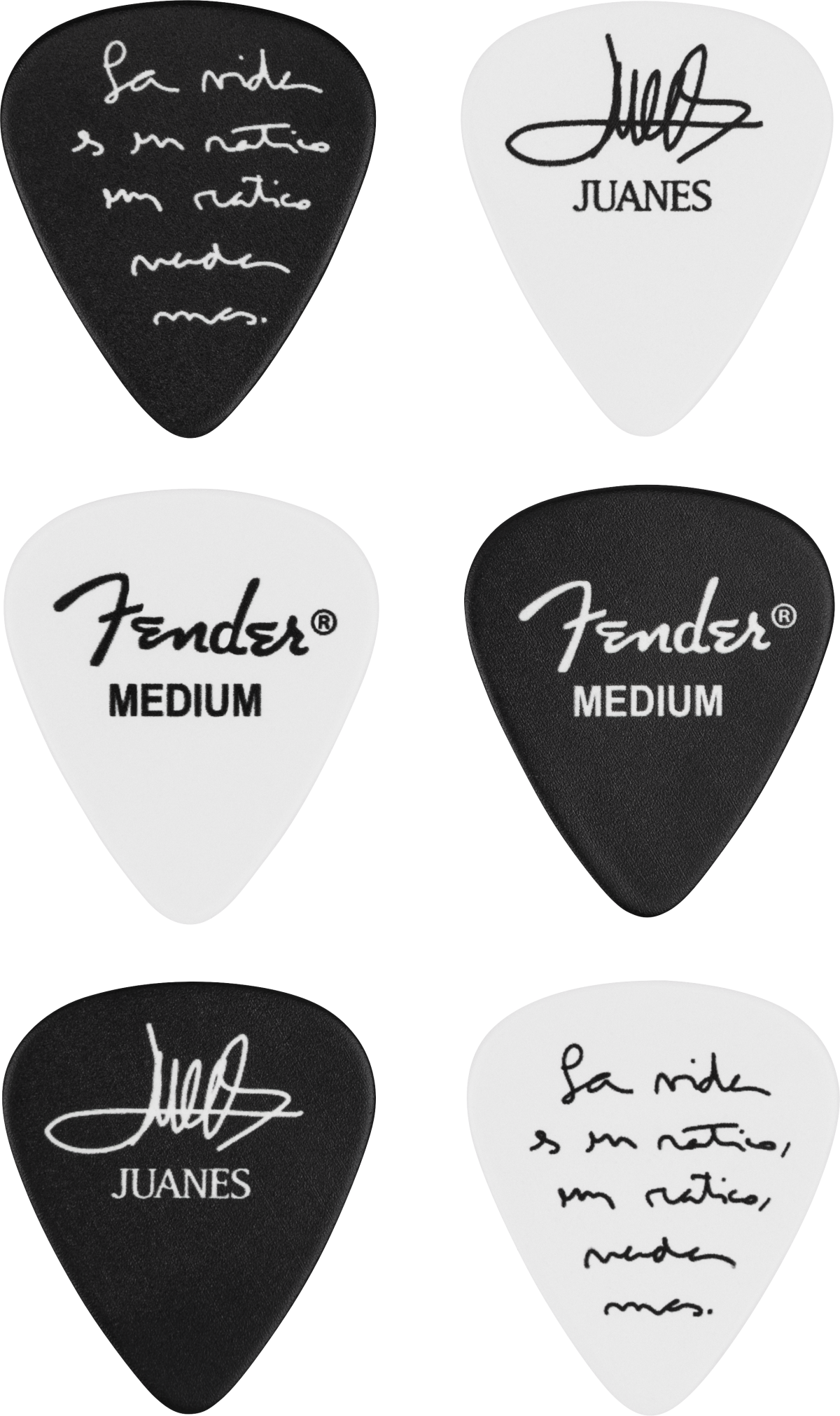 Fender Juanes 351 Celluloid Picks Pack 6 Puas Juanes Picks