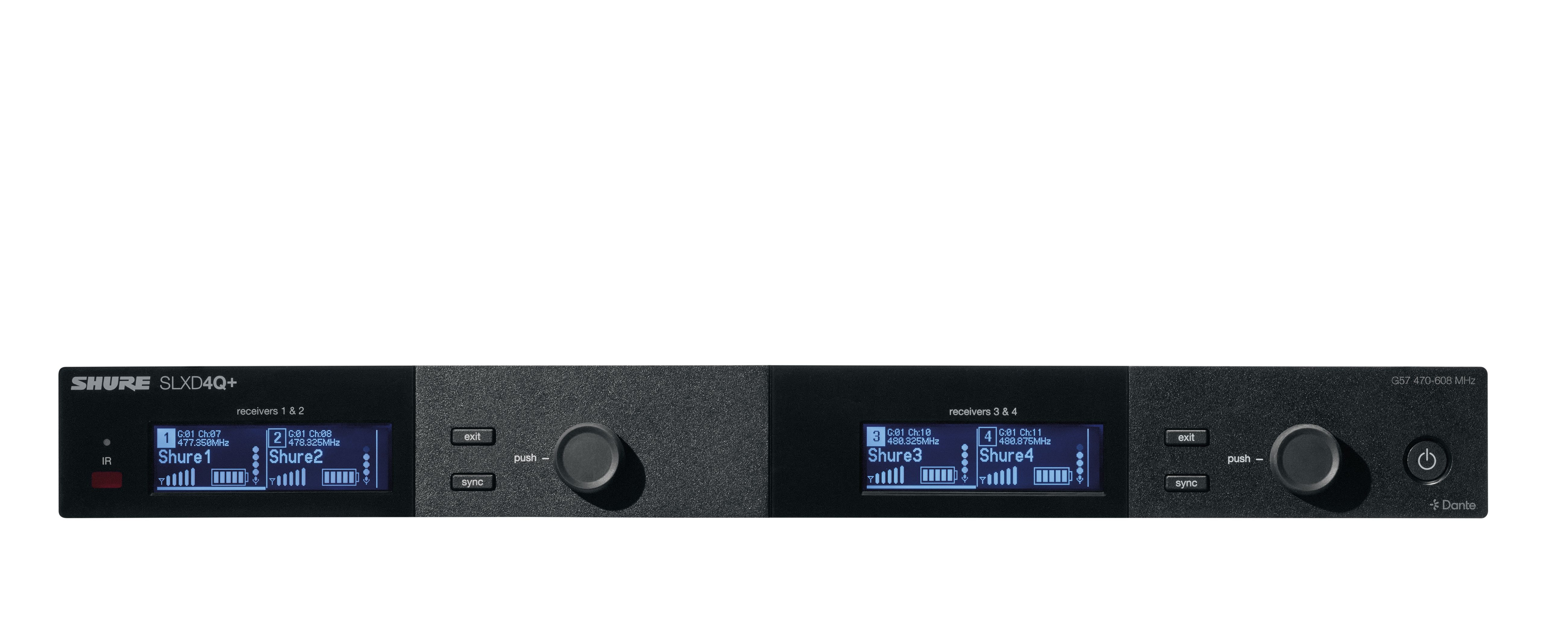 SHURE SLXD4QDANTE K55 Receptor inalámbrico SLXD Quadversity K55 Dante SLXD4QDANTE K55