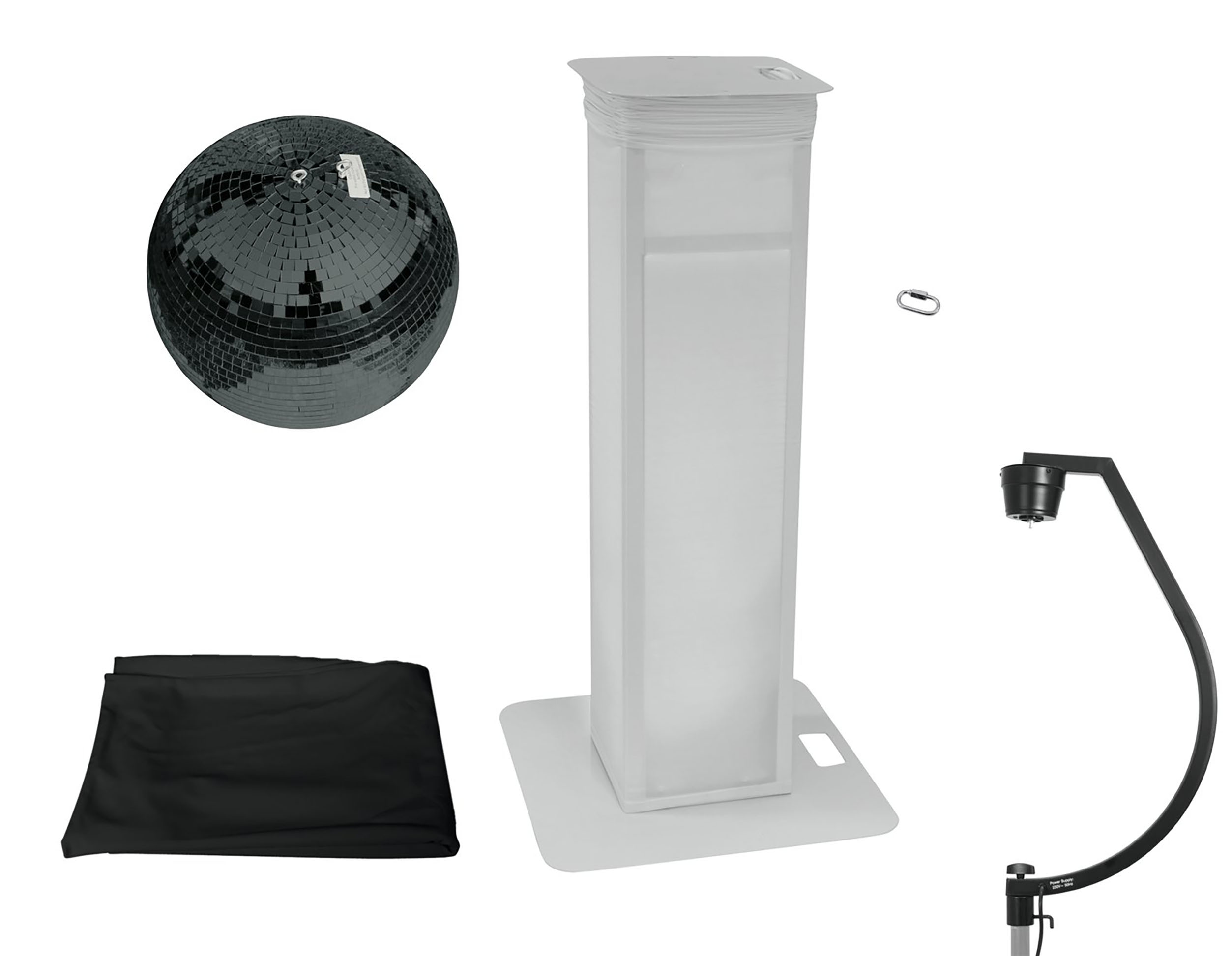 Eurolite Set Bola de Espejo 50cm Negra con Stage Stand variable + Funda Negra Set Bola de Espejo 50cm Negra con Stage Stand vari