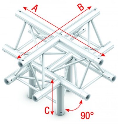 Showtec GT30052 Cross +down 5-way,apexup-50cm Pro-30 Triangle G Truss GT30052