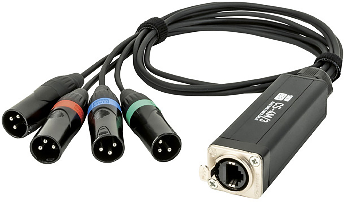Showtec CS-4M/3 Shuttle Snake 4 Canales - Adaptador DMX 4 de 3 pines (machos) a RJ45 CAT (Hembra) CS-4M/3 Shuttle DMX