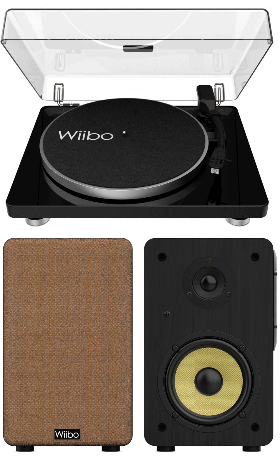 Equipo HiFi Wiibo Giradiscos LYRA 200 + Altavoces Activos Vintage Wiibo Neo 100 V2 Bluetooth LYRA 200 + Neo 100 V2