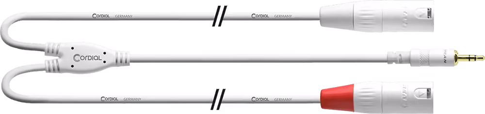 Cordial Cable Y minijack estéreo largo/2 XLR macho 1,5 m blanco ECLCFY15WMM-LONG-SNO