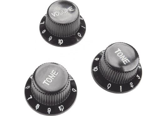 Yellow Parts Set Botonera para Stratocaster (Volumen + 2 Tono) - Negro ADIEZ1215B