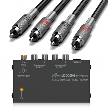Behringer pp400 preamplificador previo phono + cables premium rca 3 metros
