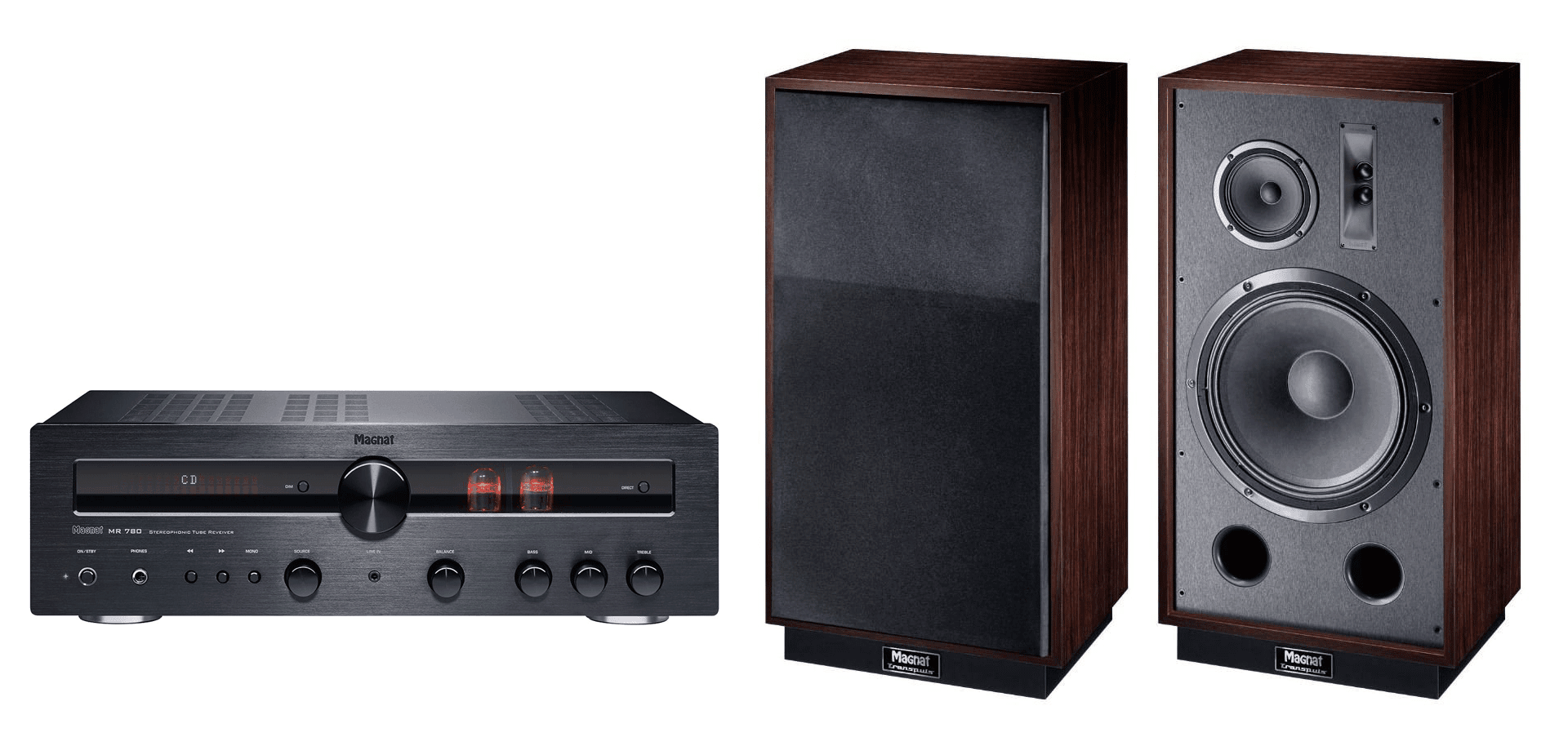 Magnat Pack Retro Transpuls1500+ MR780 Receptor Estereo Hibrido+ Altavoces Retro 15 pulgadas Transpuls1500+MR780
