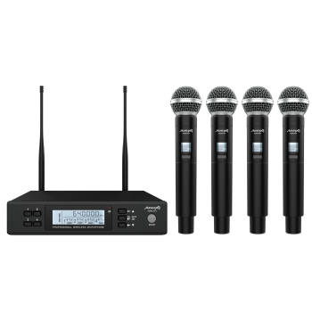 Audibax awm 401 sistema inalámbrico micrófono de mano de 4 canales uhf