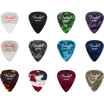Fender 351 dotted celluloid picks 12-pack heavy púas guitarra