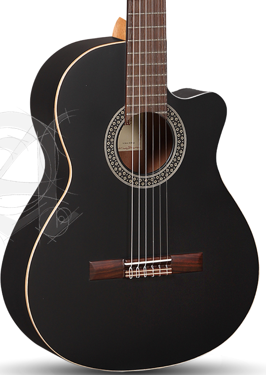 Alhambra Black Satin CW EZ + Funda Guitarra Clásica Black Satin CW EZ