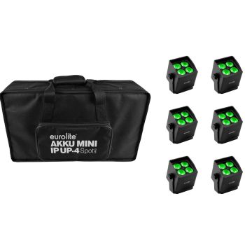 Eurolite set 6x akku mini ip up-4 qcl spot mk2 + soft bag