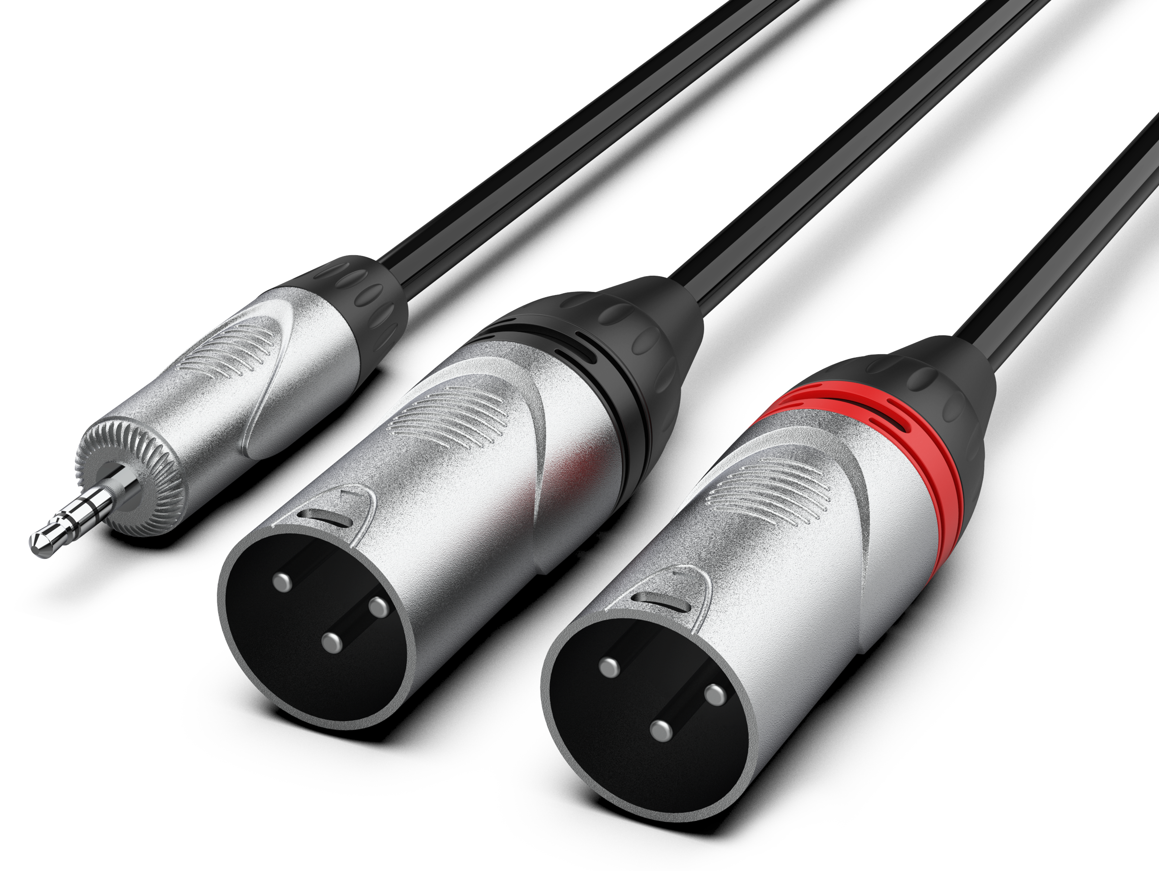 Audibax Pro Cable 2 XLR Macho a Minijack Stereo 3 Metros Negro 2 XLR Macho a Minijack Stereo 3 Metros