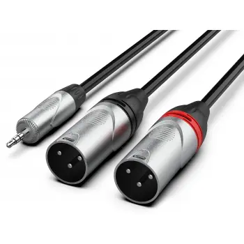 Audibax Pro Cable 2 XLR Macho a Minijack Stereo 3 Metros Negro