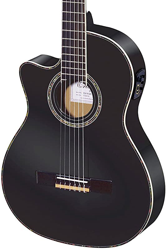 Ortega RCE145LBK Guitarra Clásica para Zurdos Electrificada Black RCE145LBK