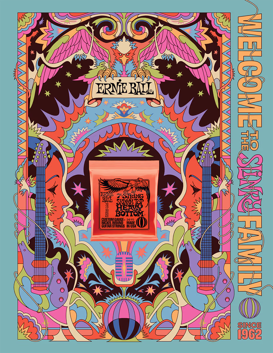 Ernie ball póster skinny heavy bottom 7 st. - a0