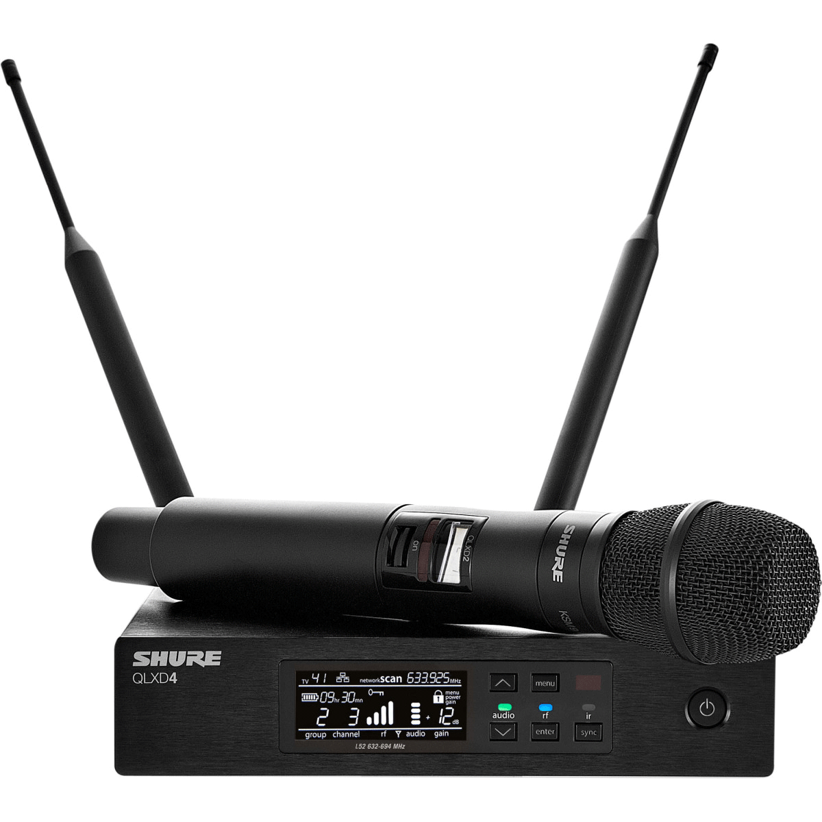 SHURE QLXD24E KSM9 G51 Sistema Inalámbrico KSM9 de Mano con Receptor. G51 470-534 MHz QLXD24E/KSM9-G51