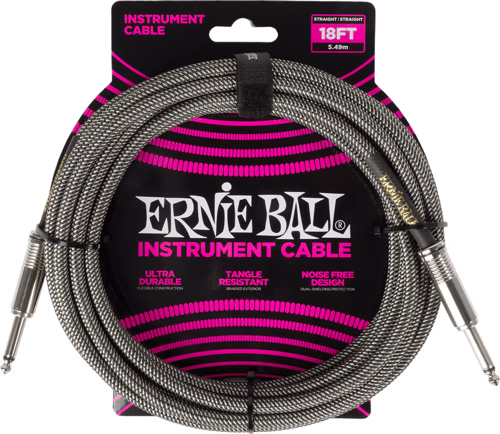 ERNIE BALL Cable Eb Instrumento Trenzado Jack-Jack Ss 5,5 M - Silver Fox EEB6433