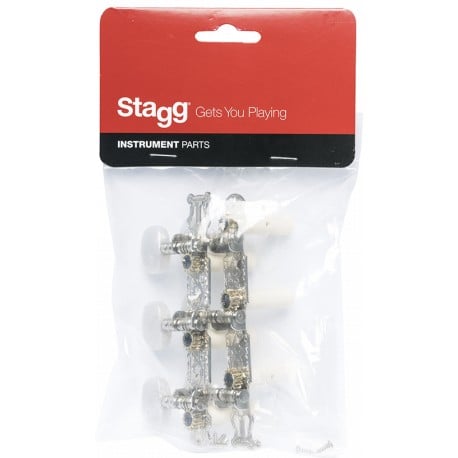 Stagg Clavijero de Repuesto para Guitarra Clásica 3x3 Cromado SP-MHCL-STD