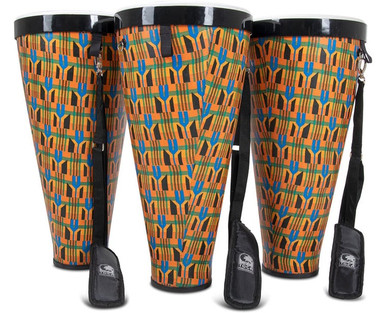 Toca Percussion TSSNA-3PCK-FP Nesting Ashiko Freestyle II Kente Cloth TSSNA-3PCK-FP