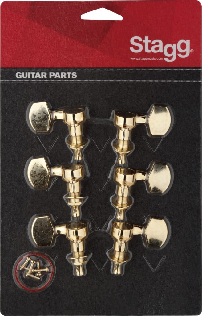 Stagg KG371GD Clavijero Individual para Guitarra Eléctrica 3 + 3 Gold KG371GD