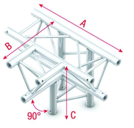 Showtec FT30042 T-Cross + down 4-way - 50cm Pro-30 Triangle F Truss FT30042
