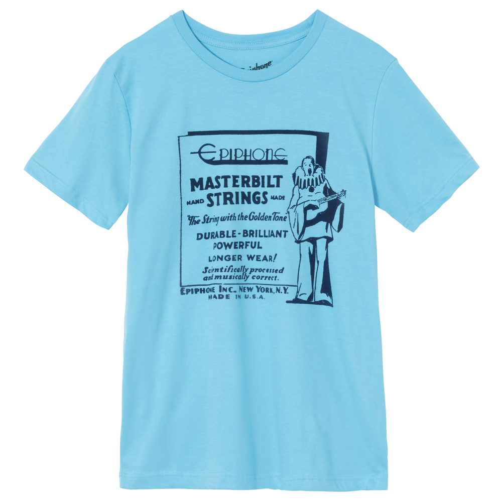 Gibson Epiphone Masterbilt Strings Tee (Sky Blue), Medium piphone Masterbilt Strings Tee (Sky Blue), Medium