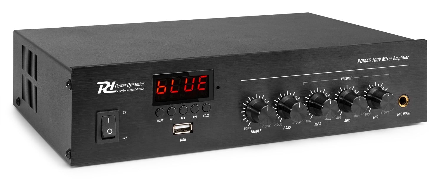Power Dynamics PDM45 Mezclador Amplificador 100V, BT y Reproductor Media, 45W PDM45