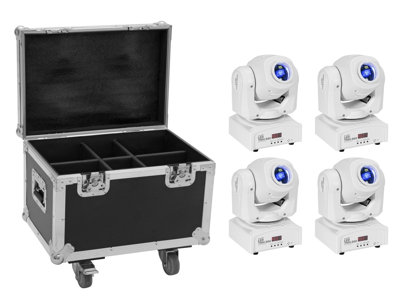 Eurolite Set 4x LED TMH-S60 Moving-Head-Spot wh + Case Set 4x LED TMH-S60 Moving-Head-Spot wh + Case
