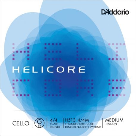 D´addario H513 Cuerda Helicore para violonchelo Sol (G), 4/4 tensión media H513-4/4M Helicore Cello G