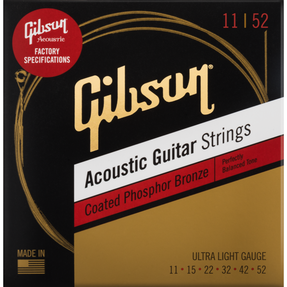 Gibson Coated Phosphor Bronze Acoustic Guitar Strings Ultra-Light Cuerdas Guitarra Acústica Coated Phosphor Bronze Acoustic Guitar Strings Ult