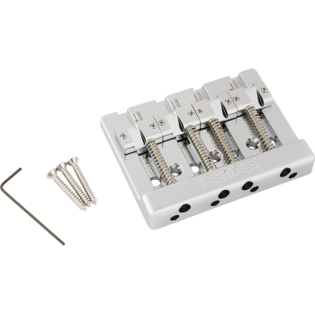 Fender himass string-through 4-string bass bridge assembly with brass, chrome puente bajo