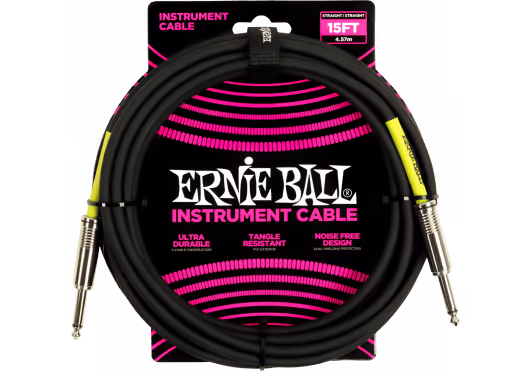 ERNIE BALL Cable Instrumento Jack-Jack Ss 4,57 M - Negro EEB6399