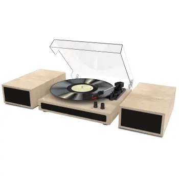 Wiibo mustang 1970-bt natural tocadiscos vintage bluetooth con altavoces incorporados premium