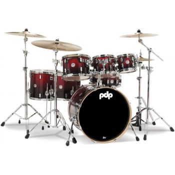 Drum workshop pdp concept maple red to black sparkle 22