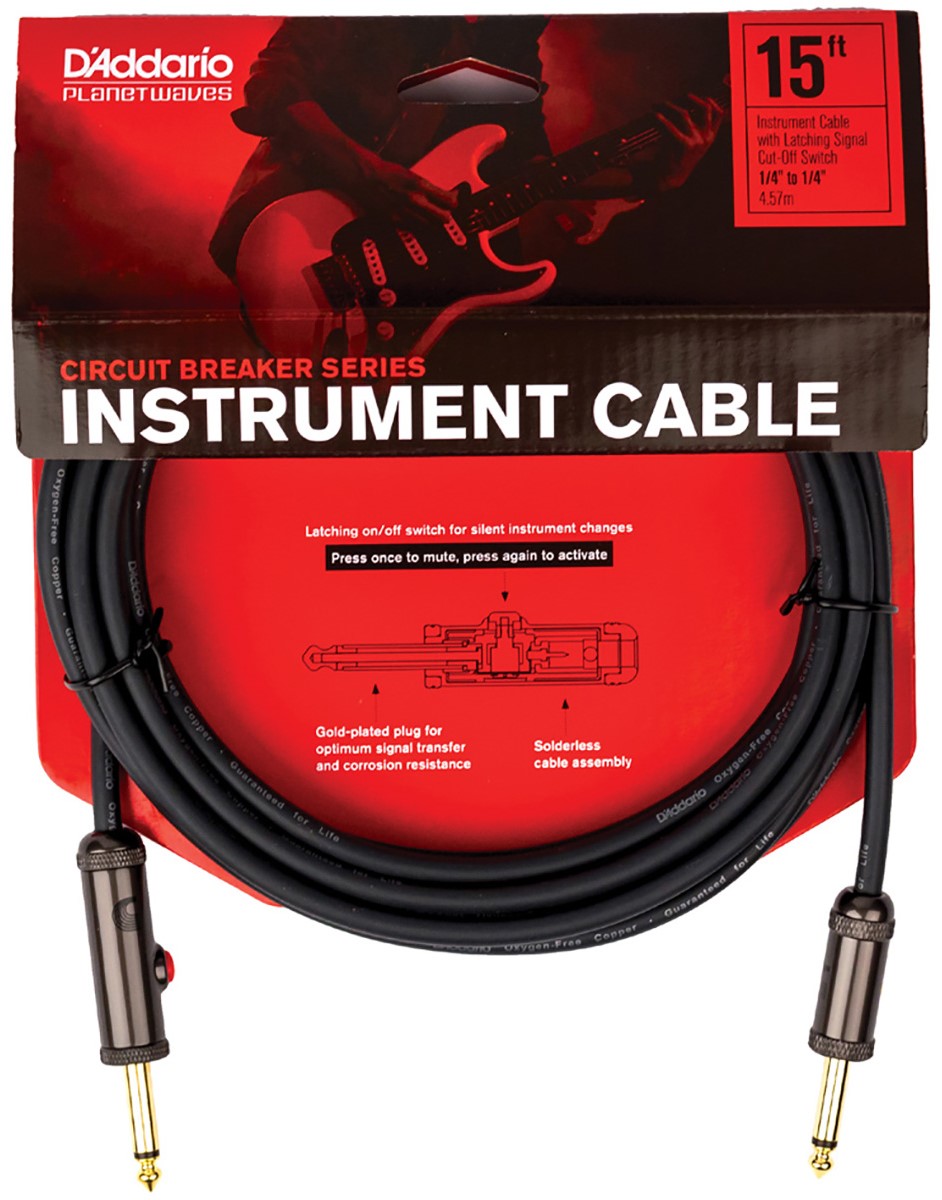 Planet Waves DAddario Cable de Instrumento con Switch On/Off, Plug Recto, 4,5 Metros Cable de Instrumento con Switch On/Off, Conector R